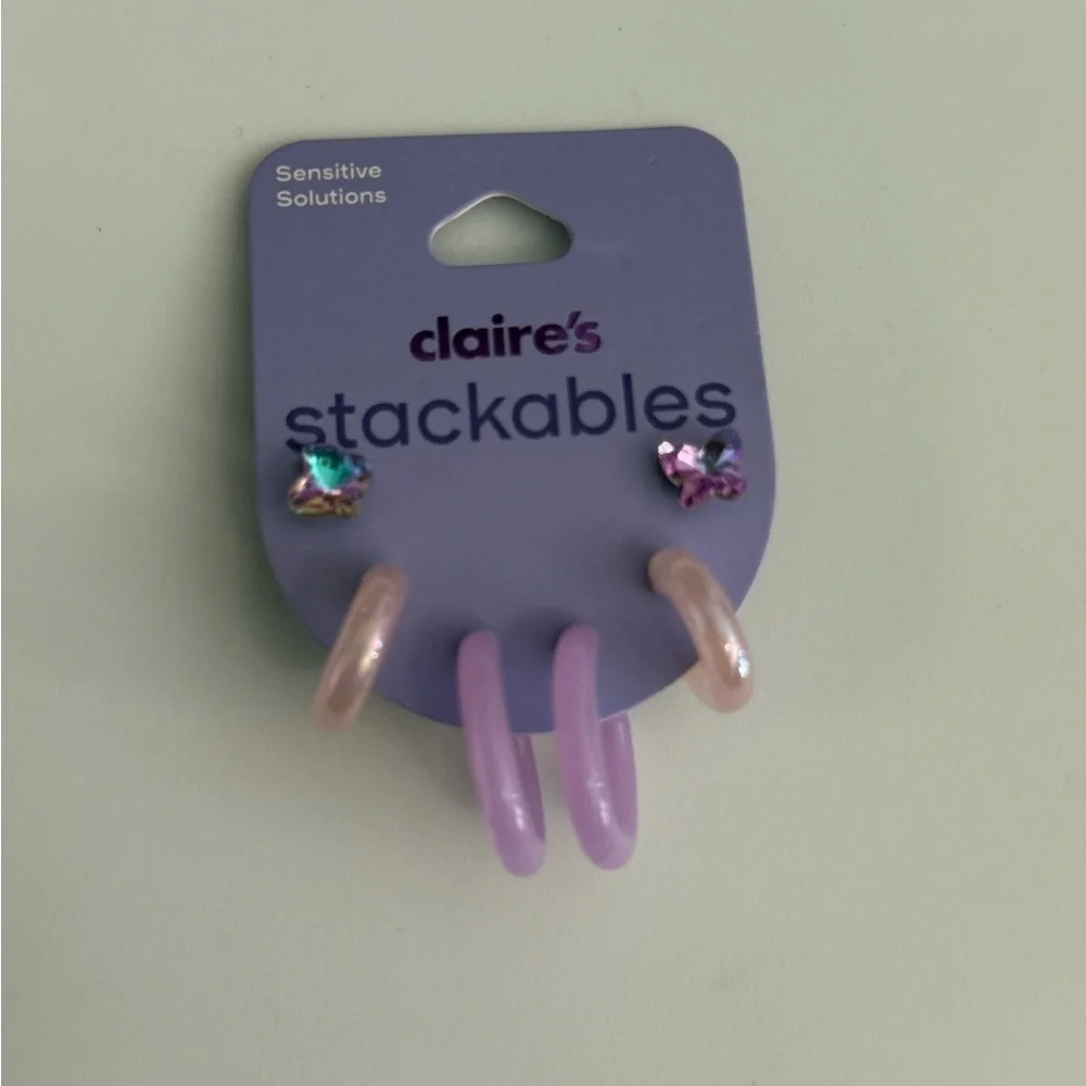 Claire's Stackables Kids Earrings - Multicolor and Lavender